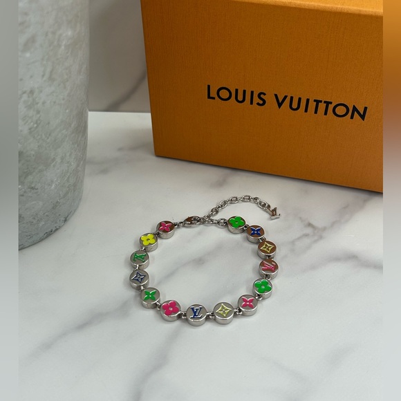 🔥NEW! RARE! Louis Vuitton•Monogram Enamel Multicolor Party Bracelet - Picture 2 of 5
